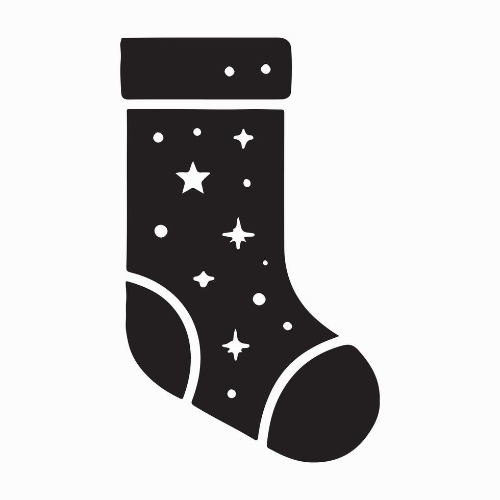 Christmas Stocking with Stars Silhouette Design vector