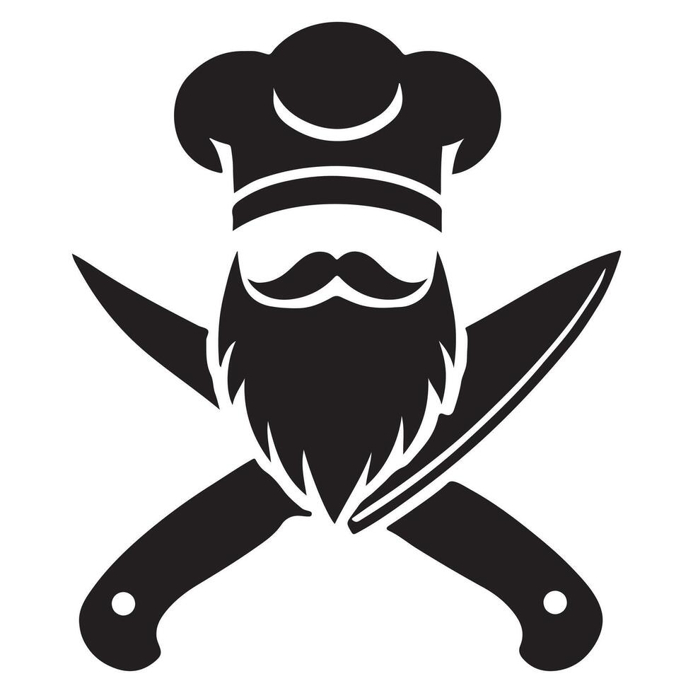 A Silhouette Chef with Crossed Knives Illustration vector