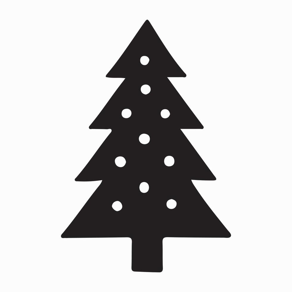 Ornamented Silhouette Christmas Tree Illustration vector