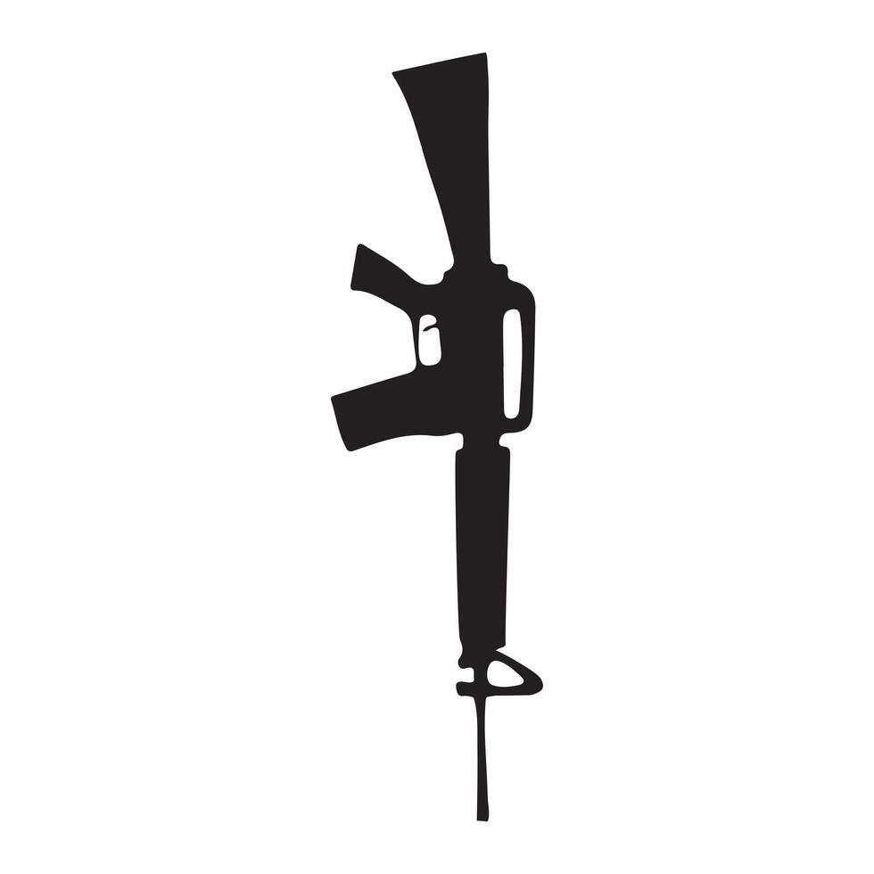 Black Silhouette of an Assault Rifle Illustration vector