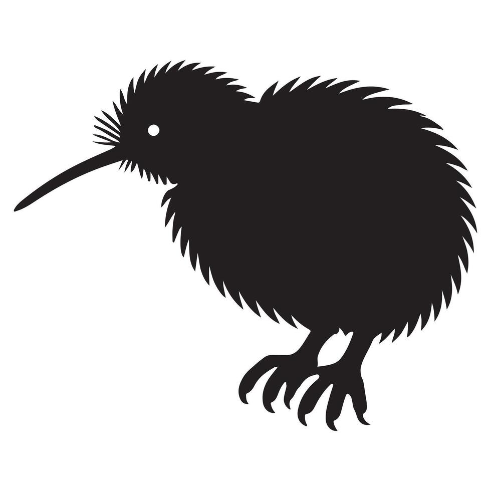 Detailed Silhouette Illustration of a Kiwi Bird vector