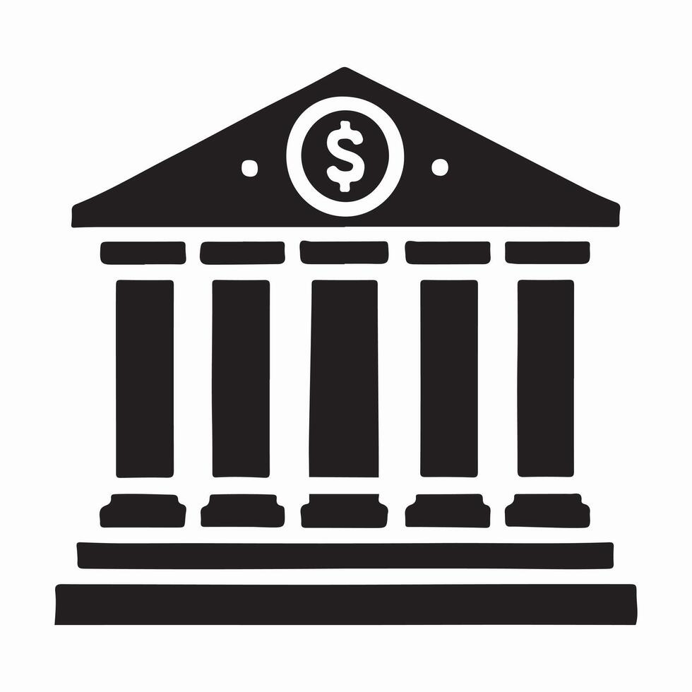 Bank Building Silhouette Illustration for Finance vector