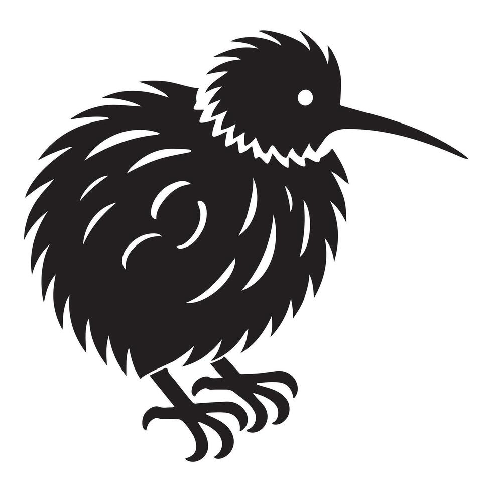 Adorable Kiwi Bird Silhouette Illustration Graphic vector