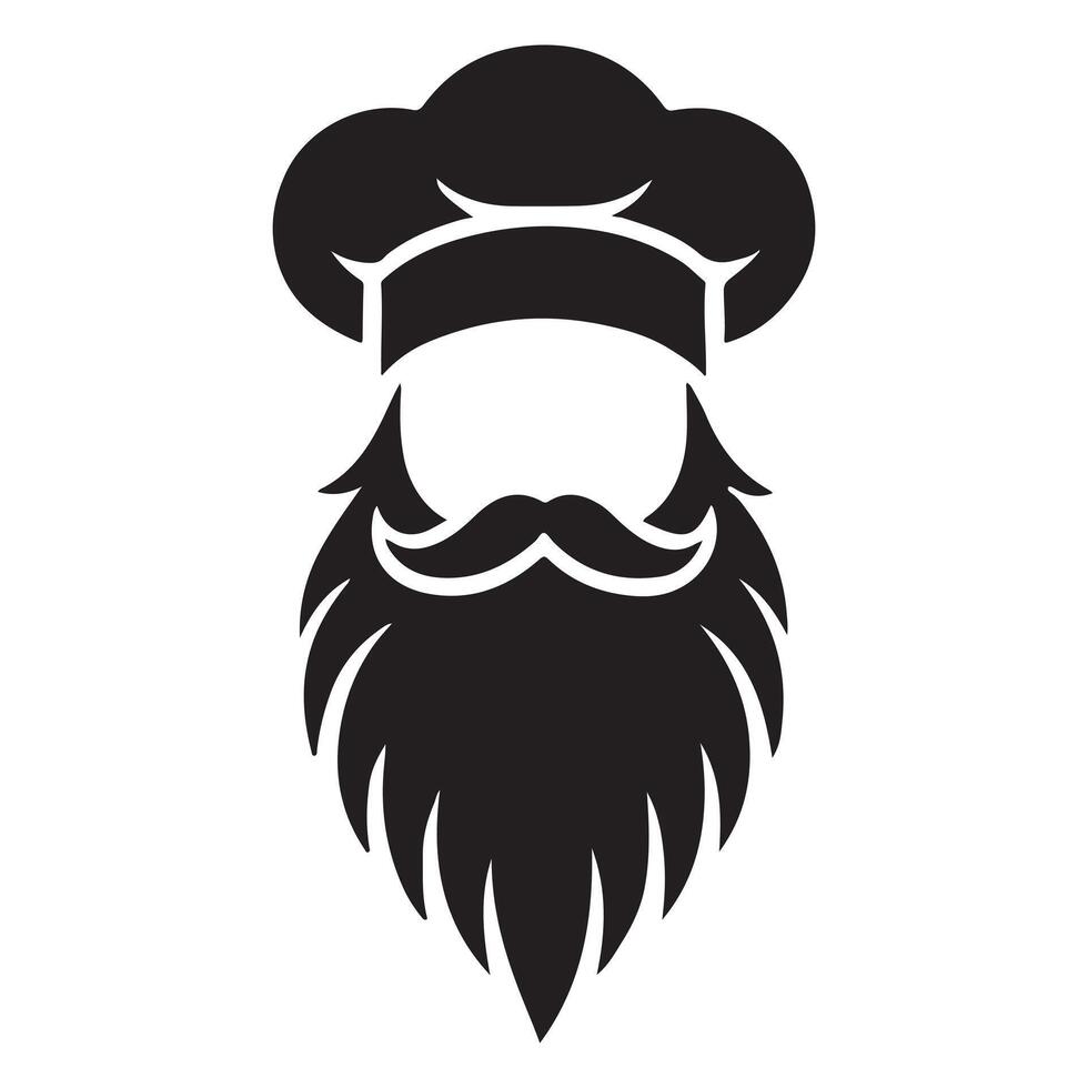 Chef Silhouette with Beard and Hat Illustration vector