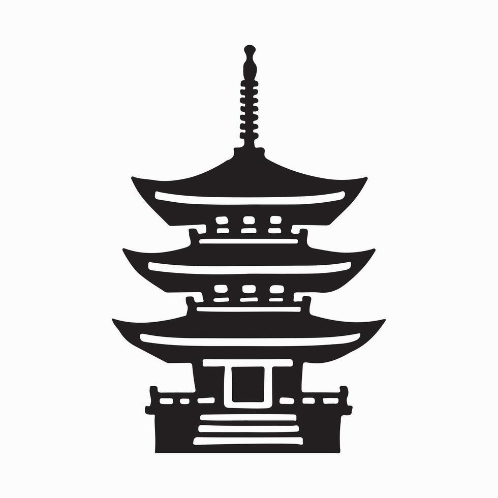 Japanese Pagoda Silhouette Illustration Design vector