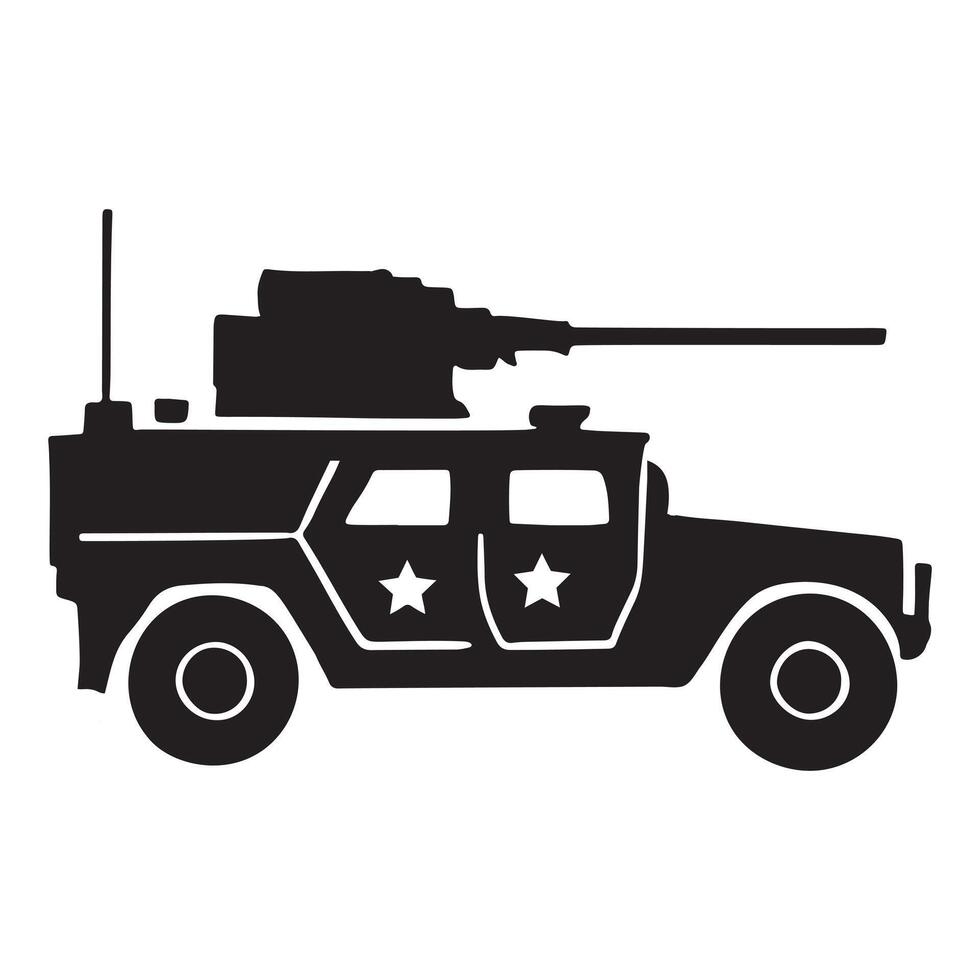 Military Humvee with Mounted Weapon Silhouette vector