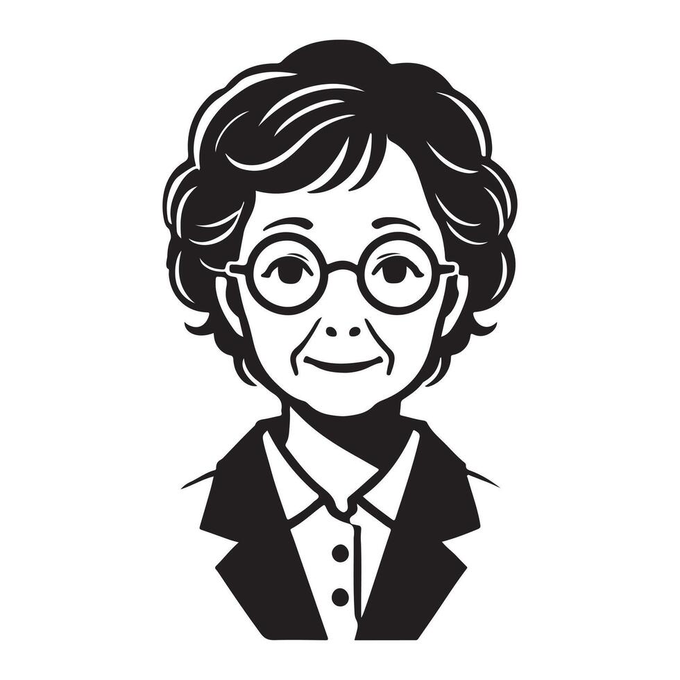 Illustration of a Smiling Elderly Woman in a Suit vector