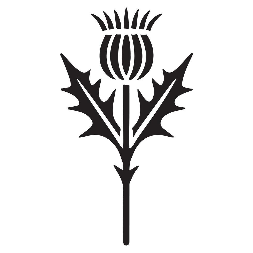 Elegant Black Silhouette Thistle Flower Illustration vector