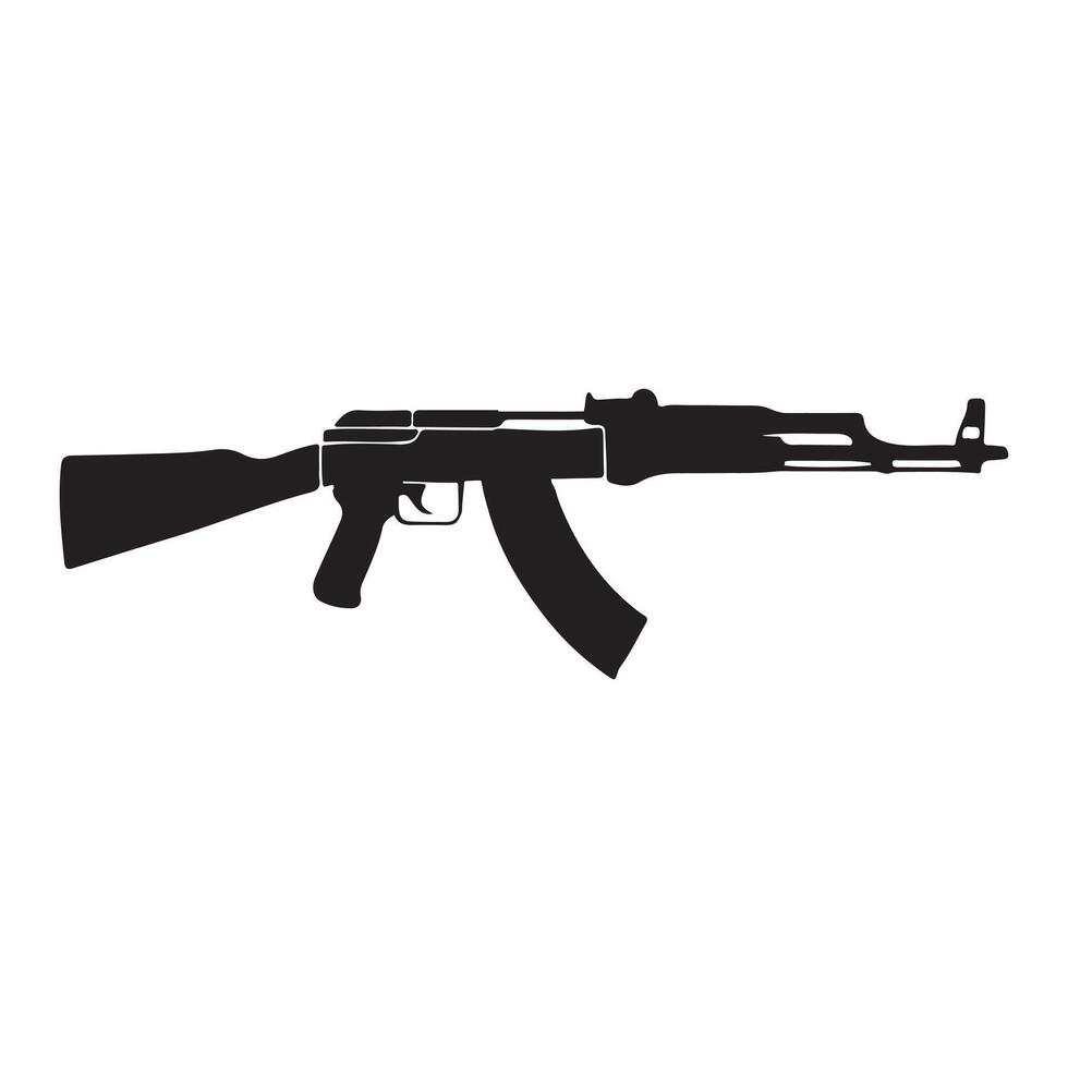 AK-47 Assault Rifle Black Silhouette Illustration vector