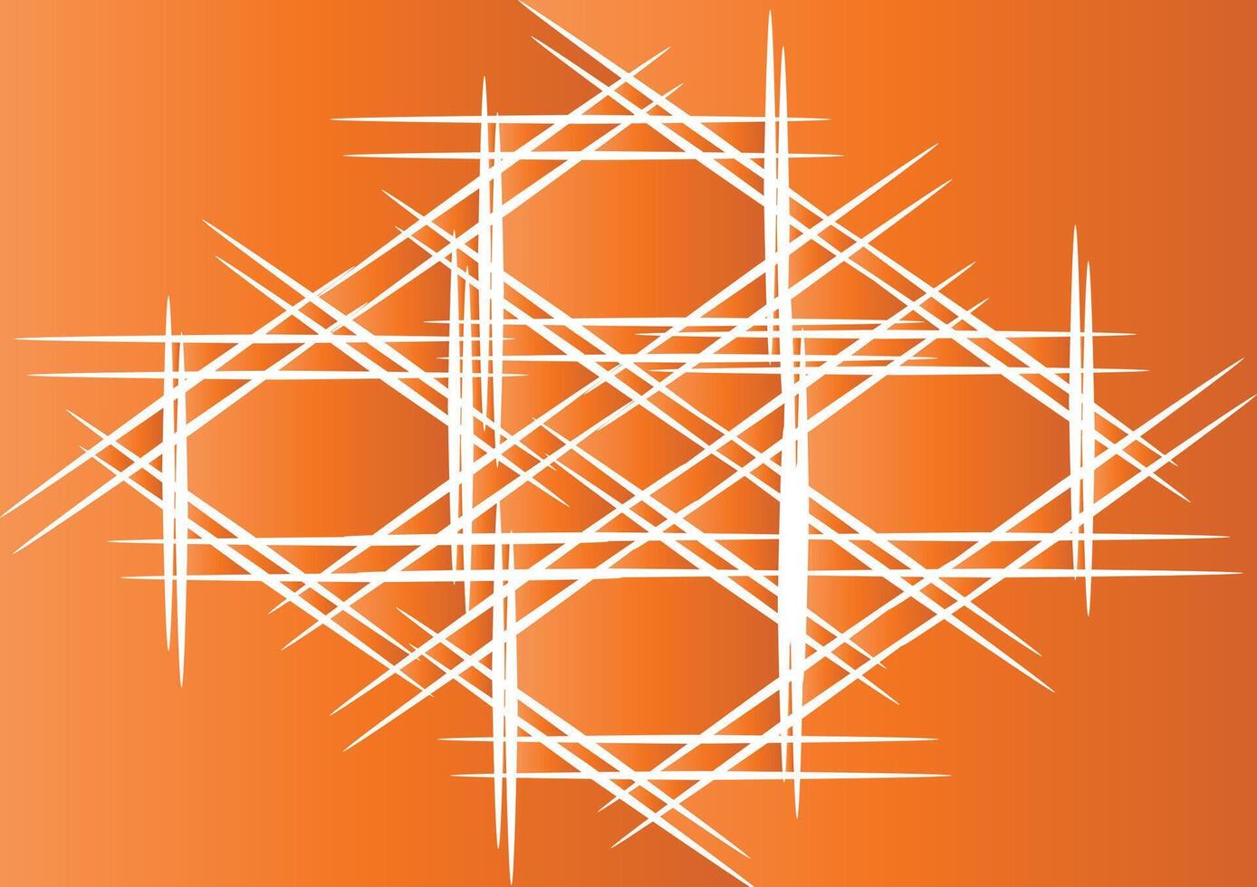 Illustration of orange gradient background with white lines and geometric shapes vector