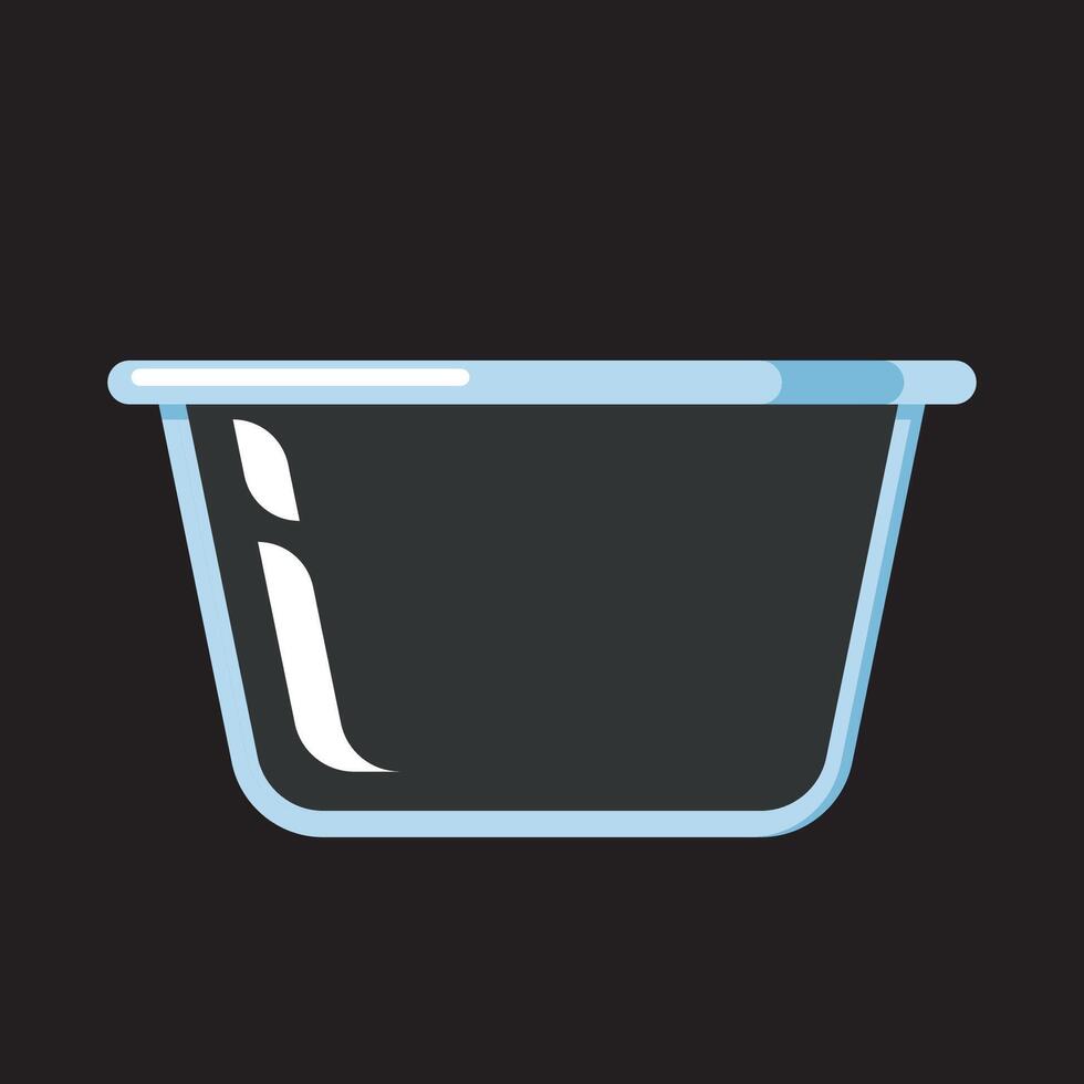 Glass bowl. Empty glass bowl. Deep transparent plate. Kitchen utensils, crockery. vector
