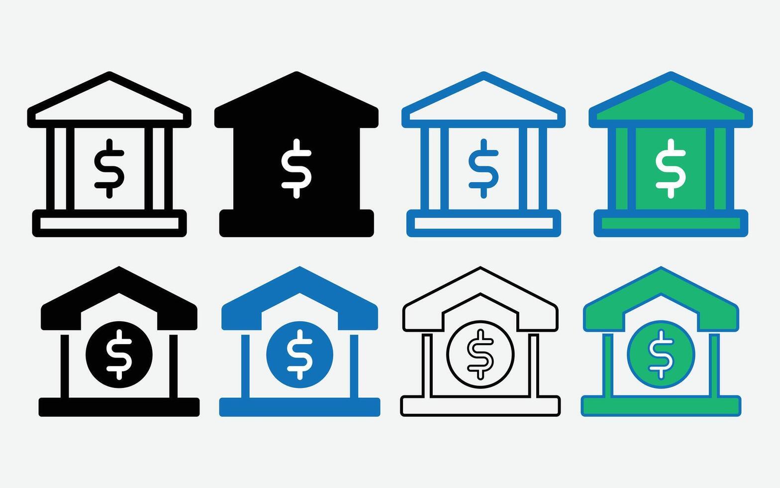 Bank Icon . Bank front building illustration icon set. Bank building icon. Home Loan Icon. vector
