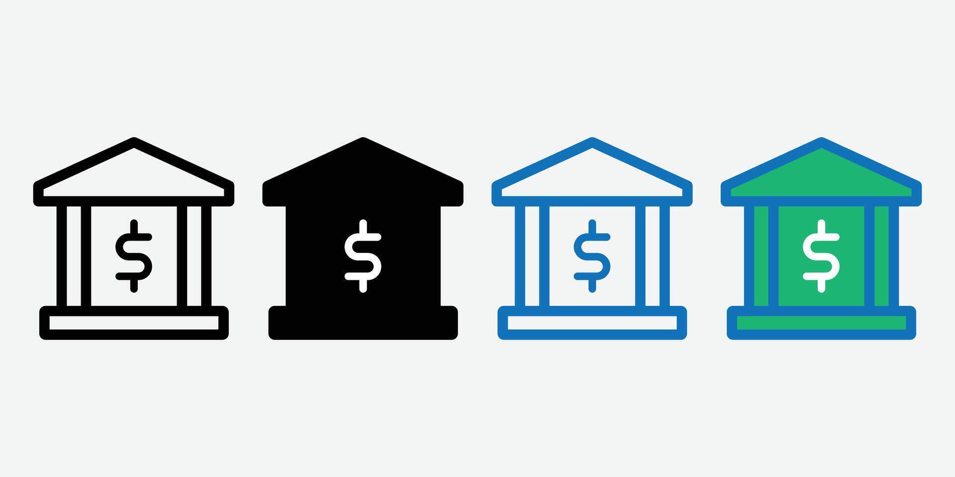 Bank building icon. Bank Icon . Bank front building illustration icon set. vector