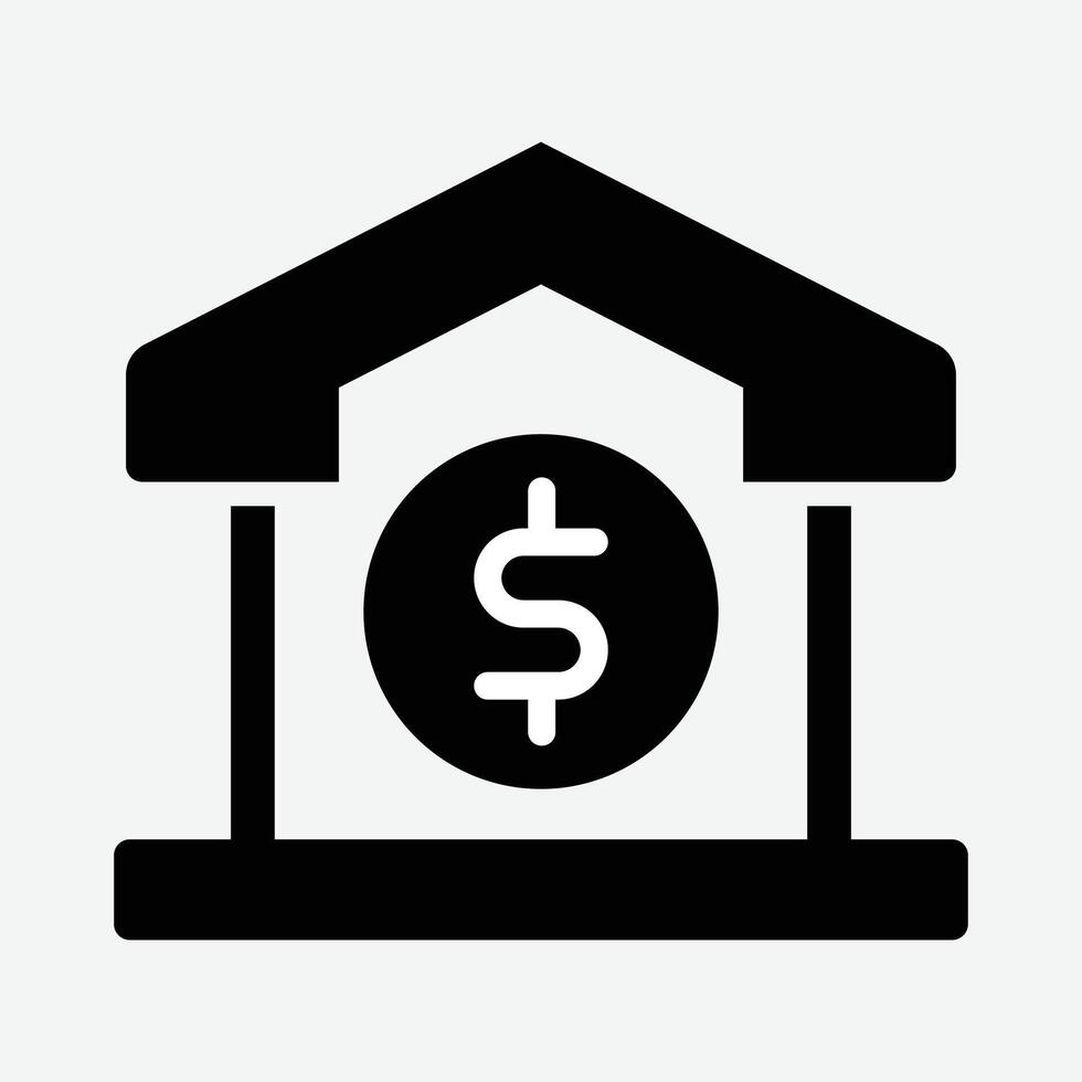 Bank Icon . Bank front building illustration icon. vector