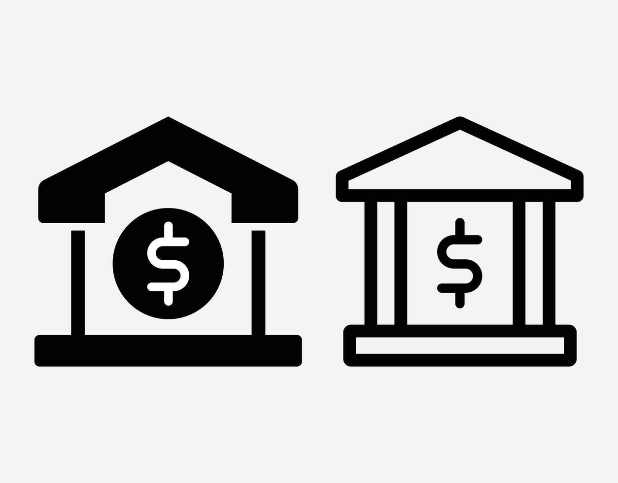 Bank Icon . Bank front building illustration icon set. Bank building icon. vector