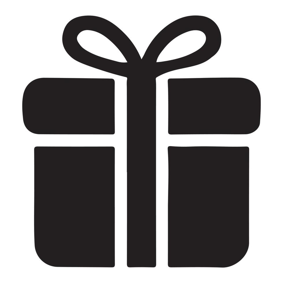 Elegant Black Silhouette Gift Box Icon Design for Websites and Apps vector