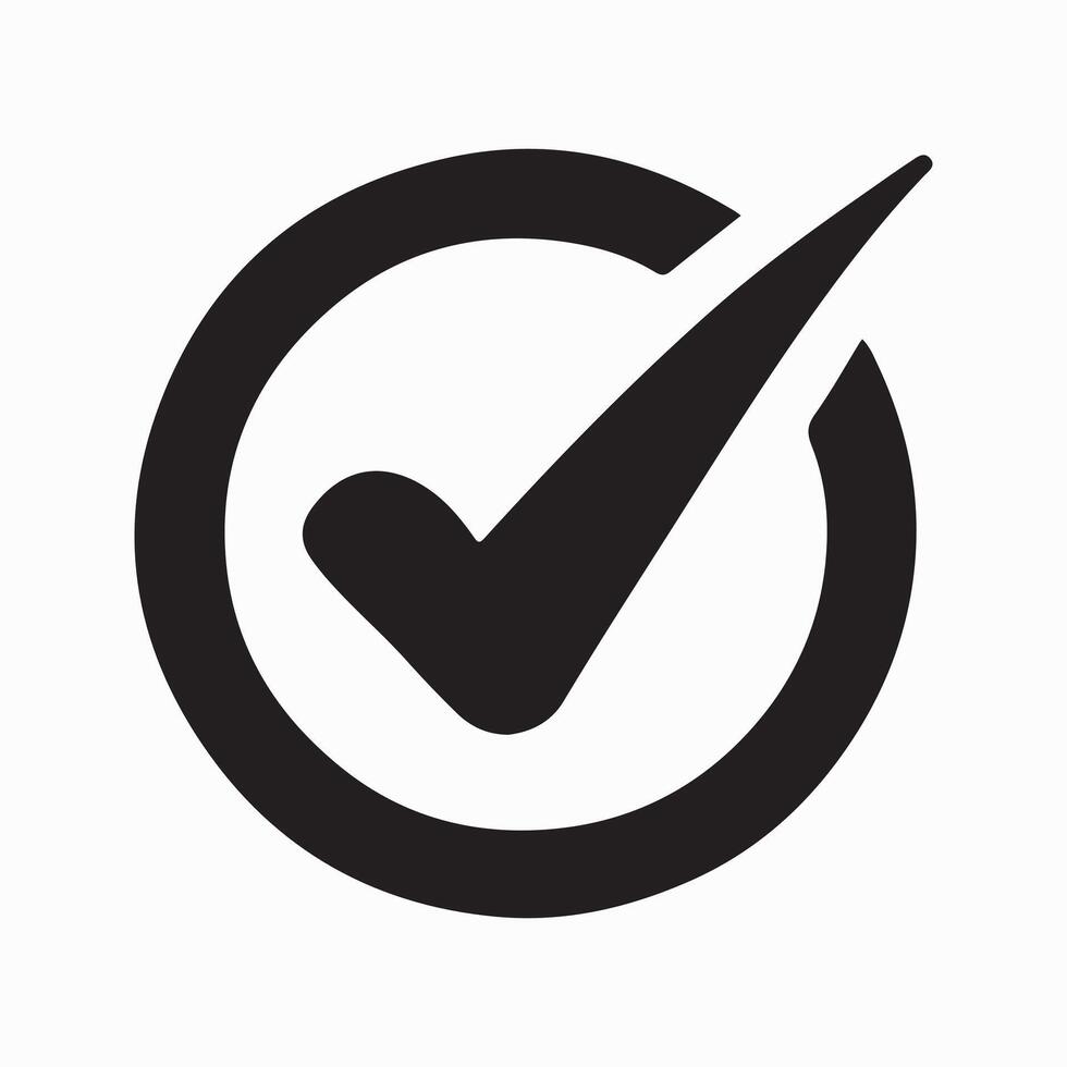 Check Mark in Circle Silhouette Illustration for Approval vector