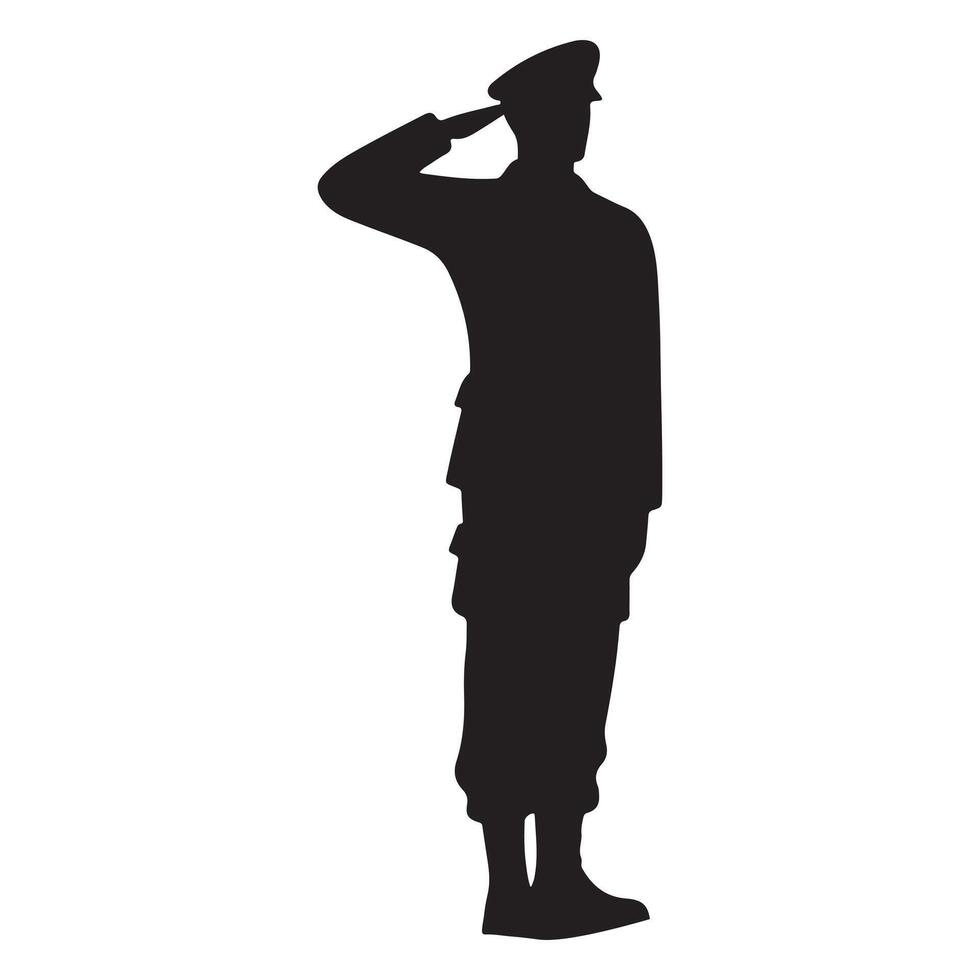 Male Officer Saluting Silhouette Illustration vector