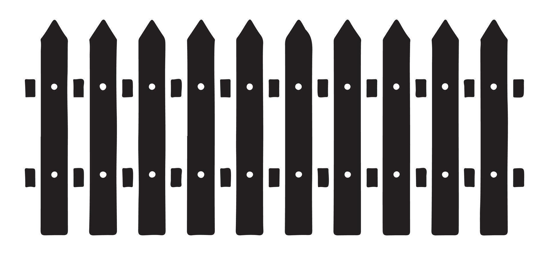 Rustic Black Silhouette Wooden Fence Illustration for Backgrounds vector