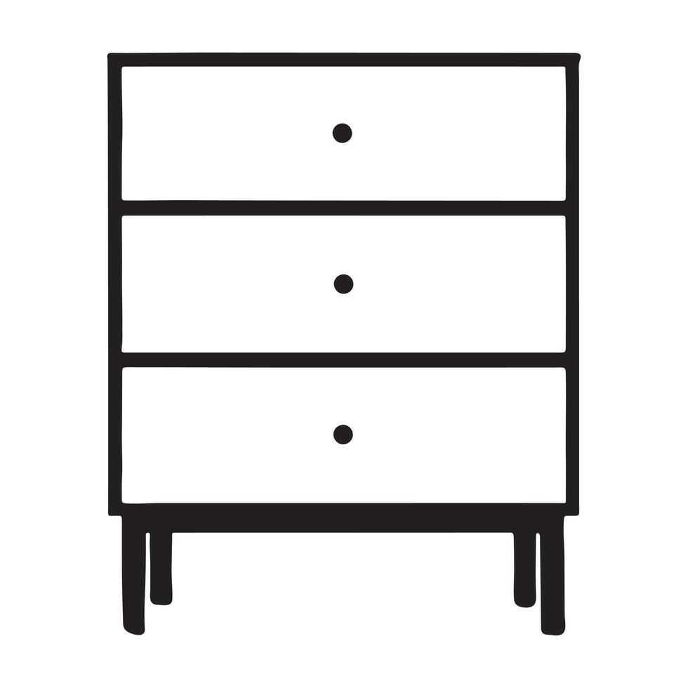 Simple Silhouette Illustration of a Three-Drawer Chest vector