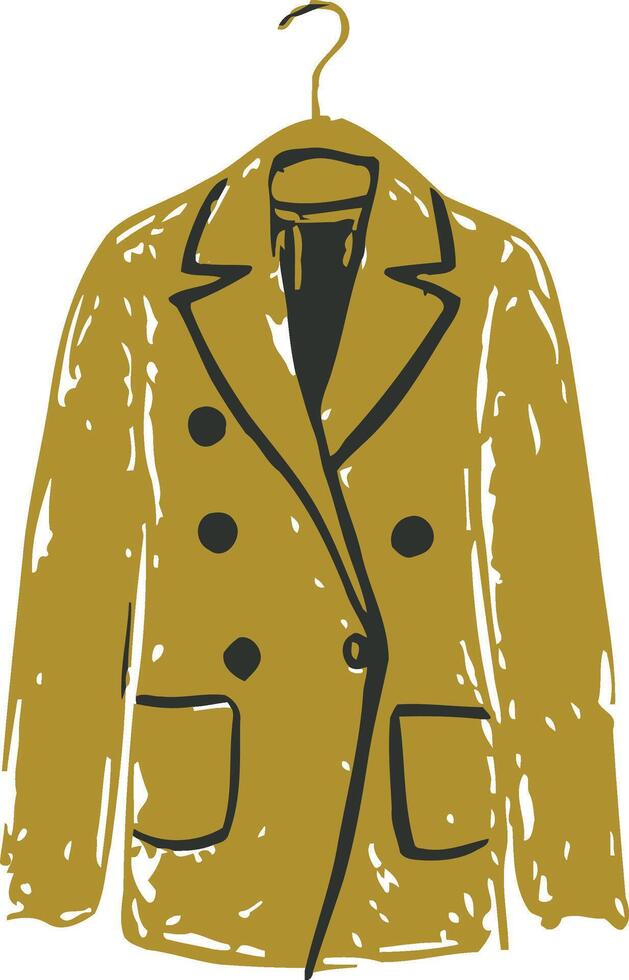 A jacket with a black collar and a gold color vector