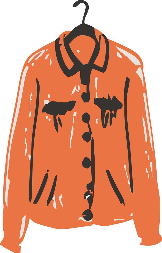 An orange jacket with a black collar and buttons vector