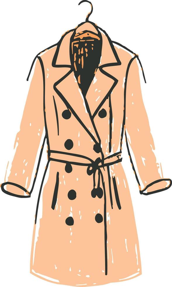 An illustration of a coat hanging on a hanger vector