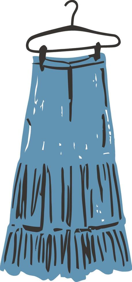 A blue skirt on a hanger vector