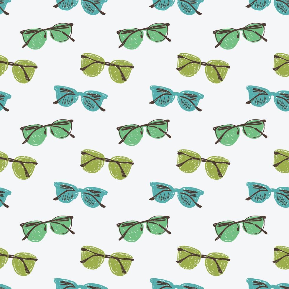Sunglasses seamless pattern in hand drawn style vector
