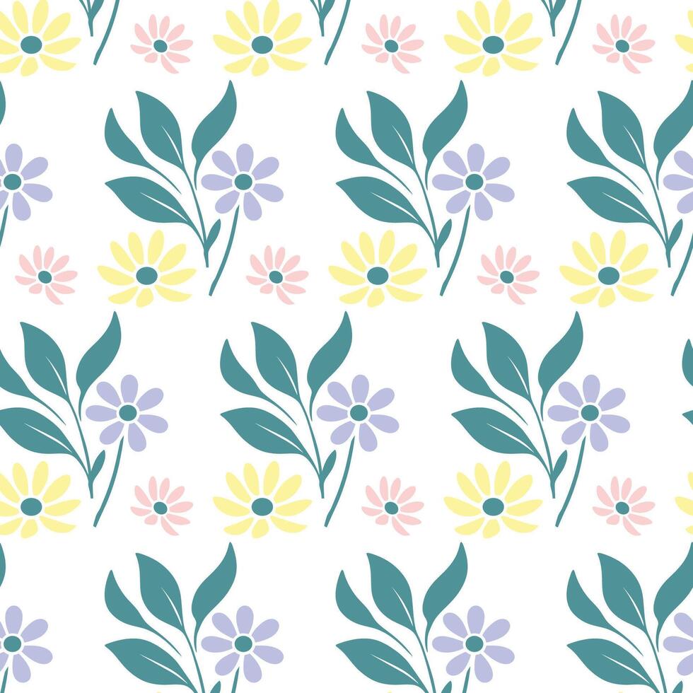Florals botanical seamless pattern in hand drawn style vector