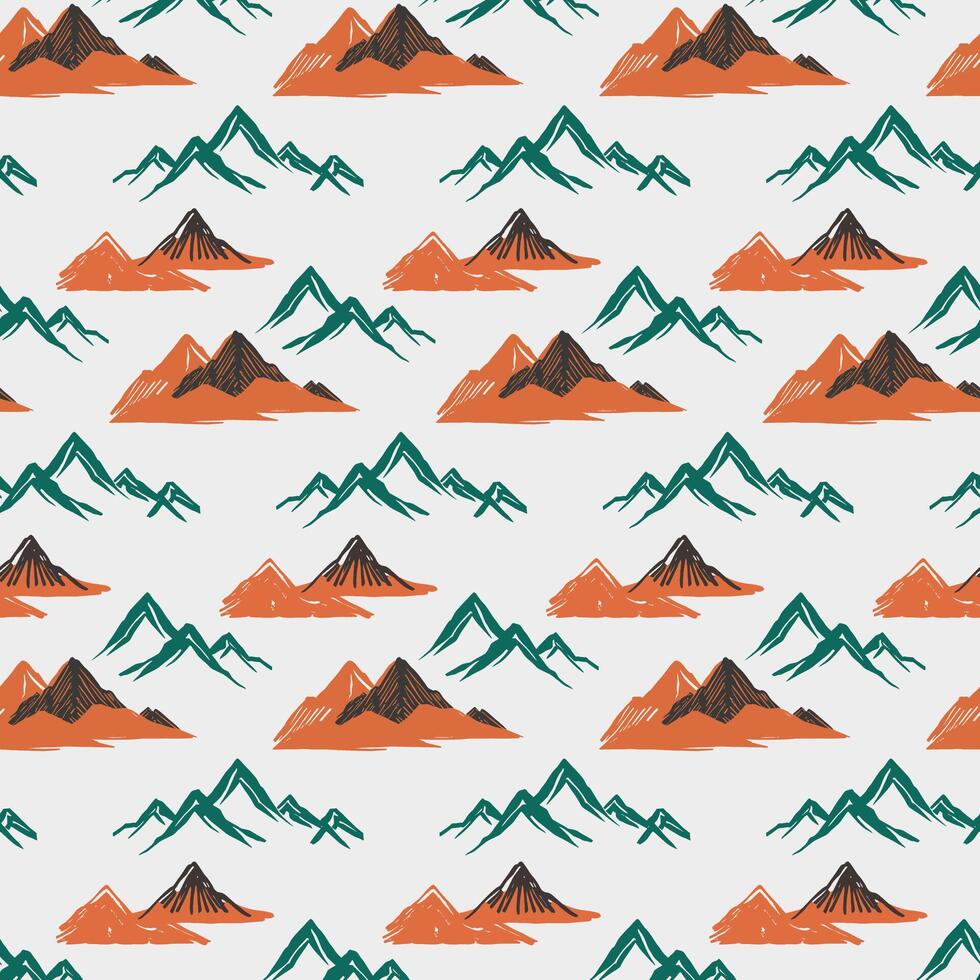 Mountains seamless pattern in hand drawn style vector