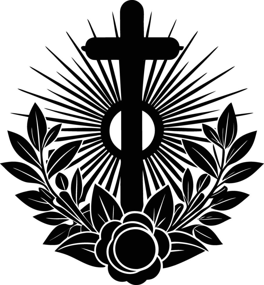 Cross with sunburst vector