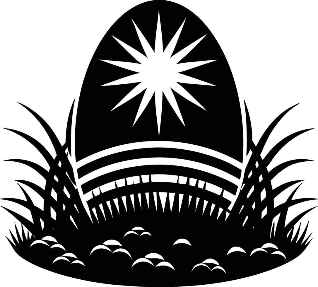 An easter egg with a sun in the background vector