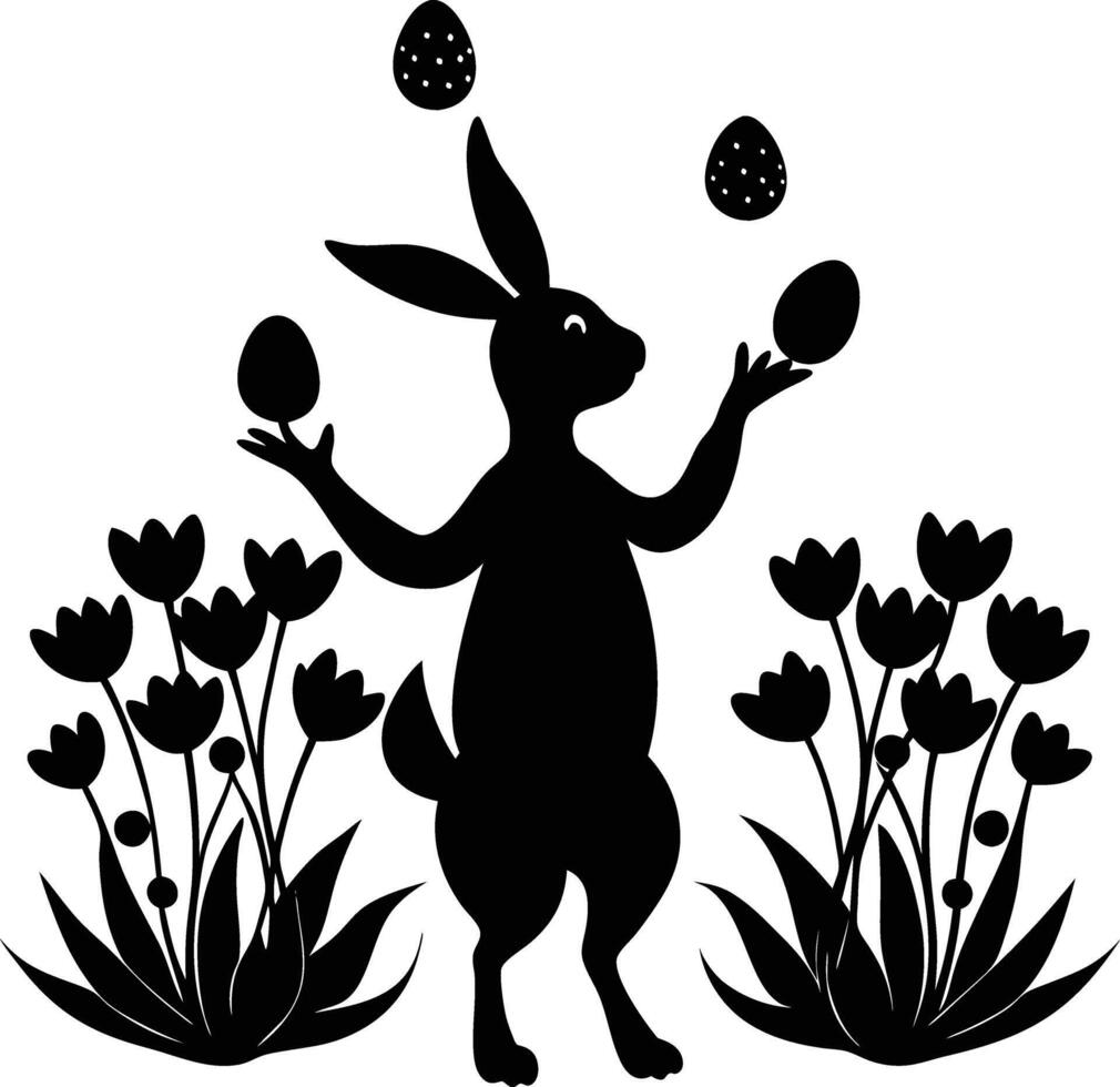 Easter bunny with eggs clipart vector