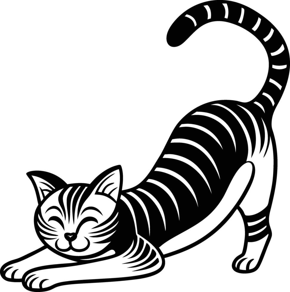 A black and white cat is standing on its hind legs vector