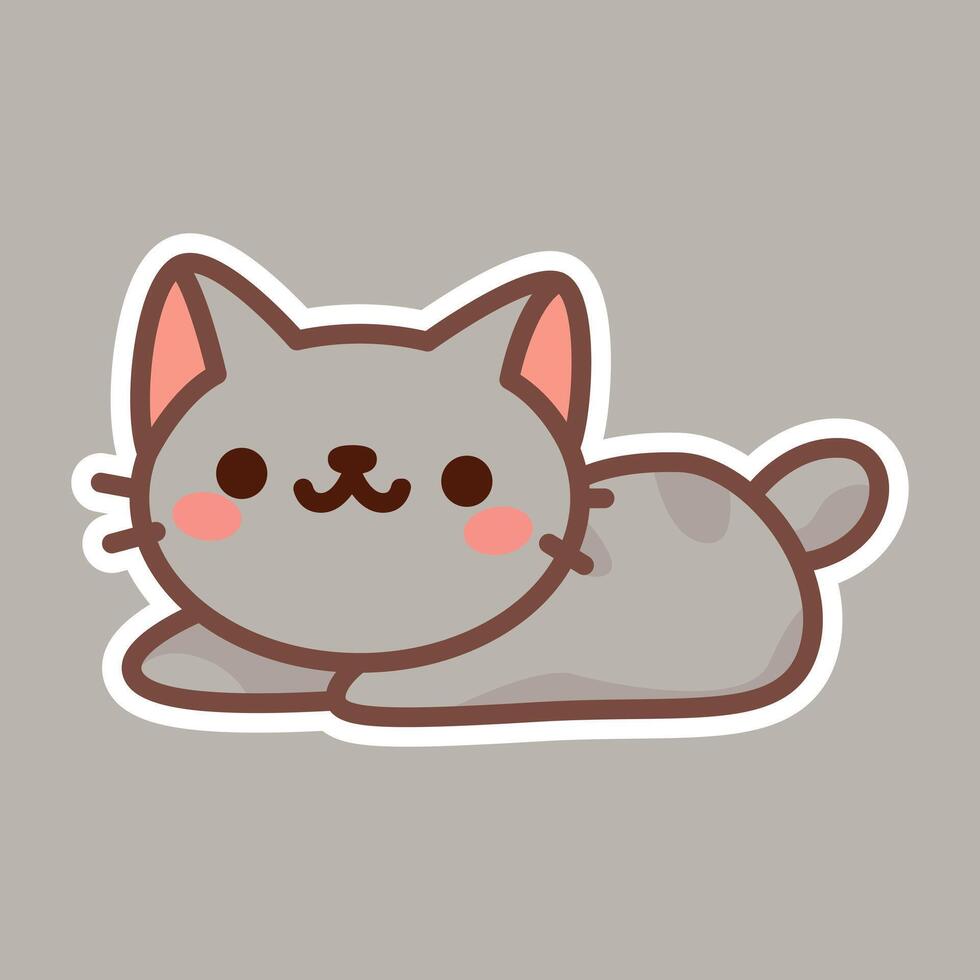 Playful Orange Cat Stretching with Blue Background - Cute Illustration vector