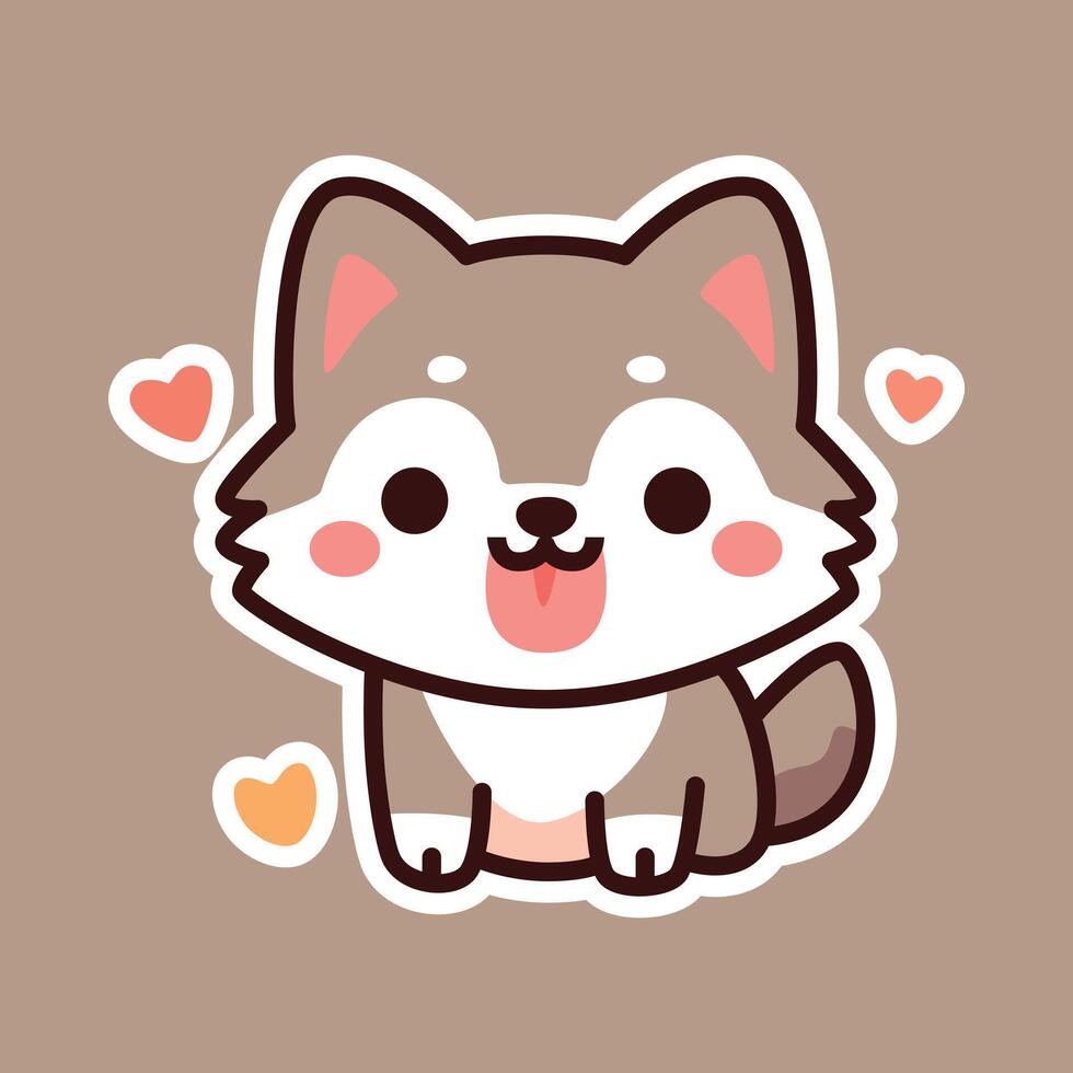 Smiling Brown Dog with Green Bow - Cute Cartoon Illustration vector
