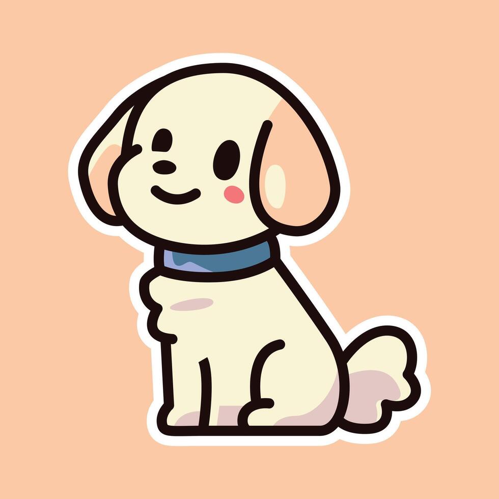 Cute Smiling Brown Dog with Red Collar - Cartoon Illustration vector