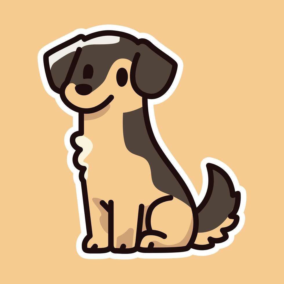 Happy Brown Dog with Red Collar - Adorable Cartoon Illustration vector