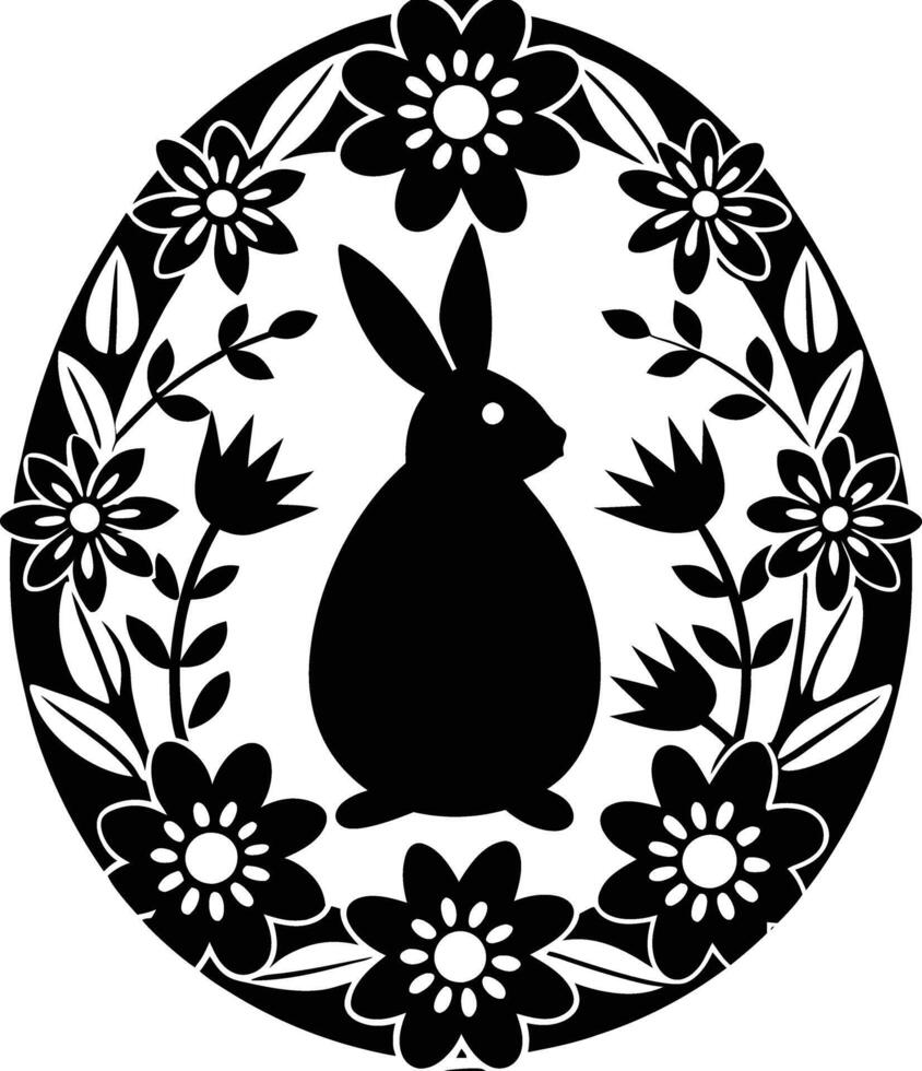 Easter bunny in floral frame vector