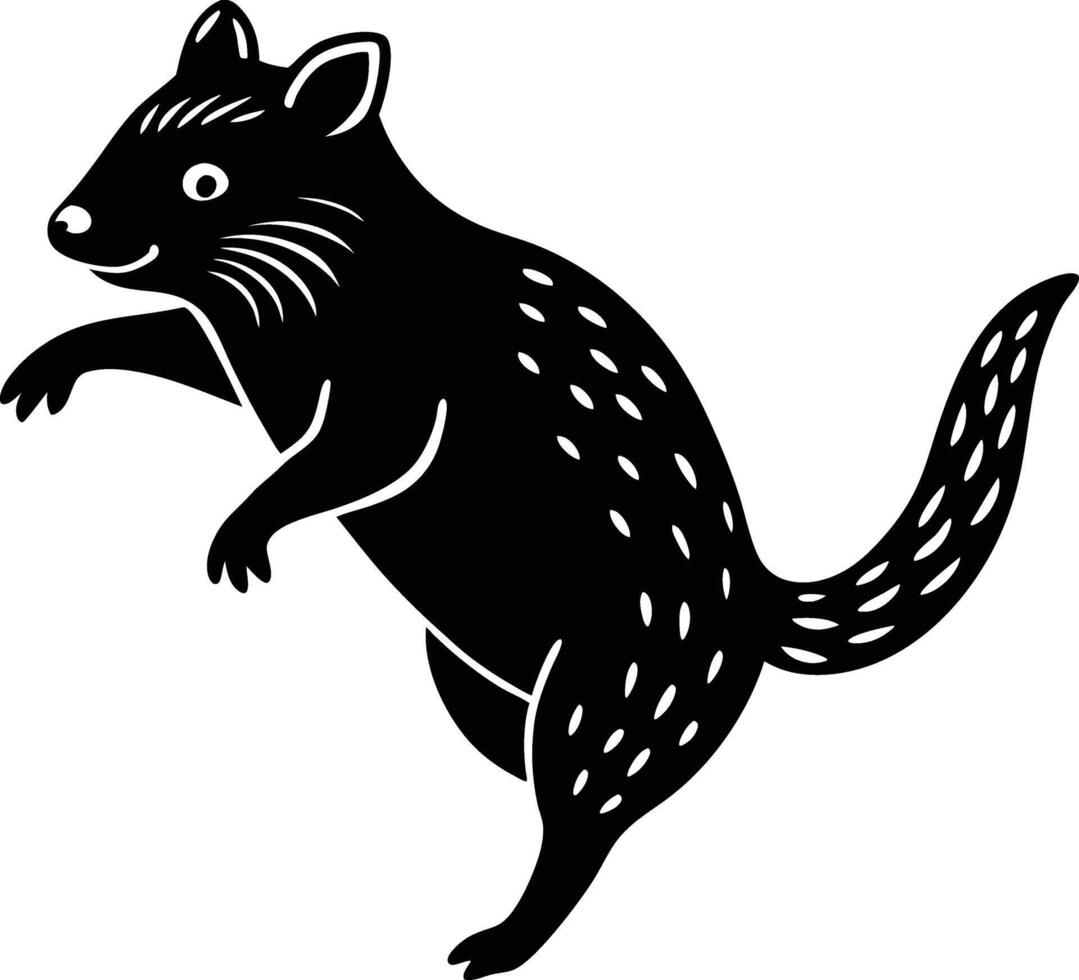 A black and white illustration of a squirrel vector
