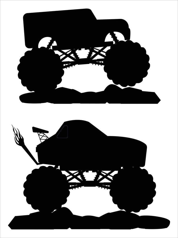Silhouette of a Monster car in Action vector