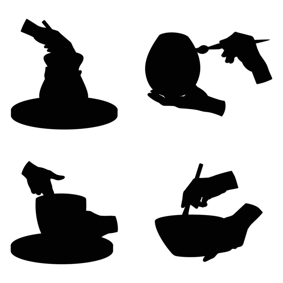 Silhouette of Hands Shaping Clay on a Pottery Wheel vector