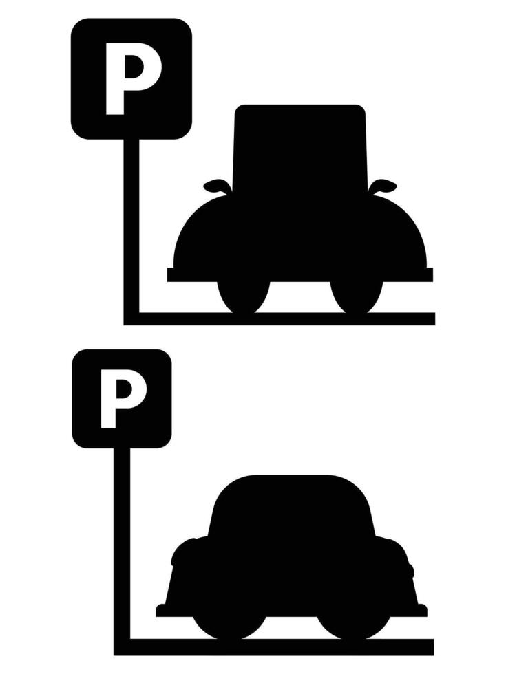 Silhouette of a Car Parking in a Parking Lot at Sunset vector
