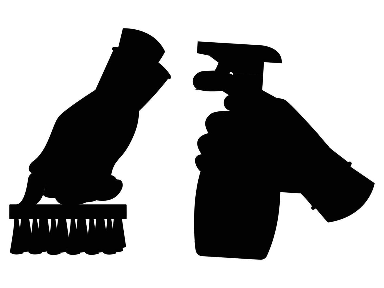 Silhouette of a Man Wearing Gloves and Holding Cleaning Tools vector