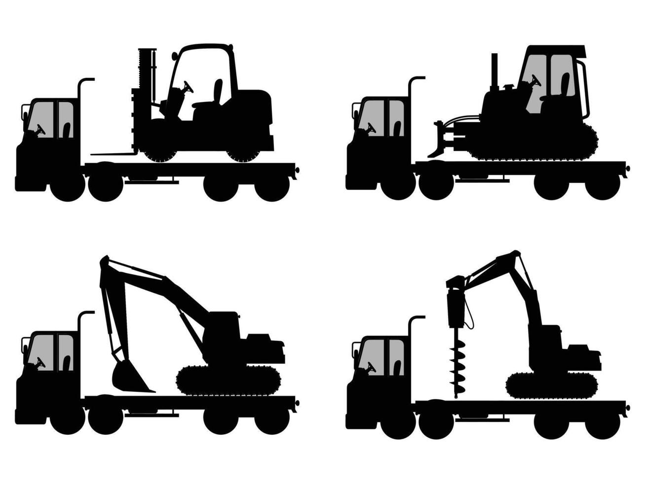 Silhouette of a Concrete Mixer Truck in Action on a Construction Site vector