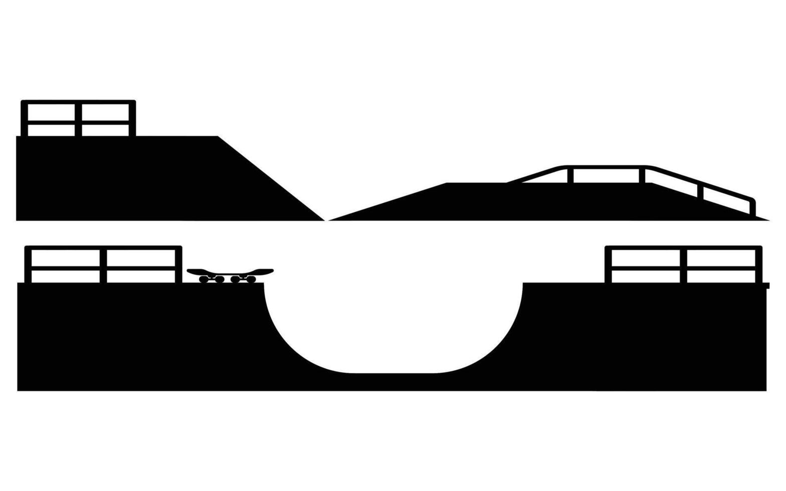 Silhouette of a Skateboarder Performing Tricks on a Ramp vector