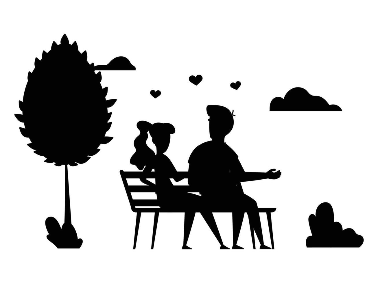 Silhouettes of Couples Expressing Romantic Love at Sunset vector