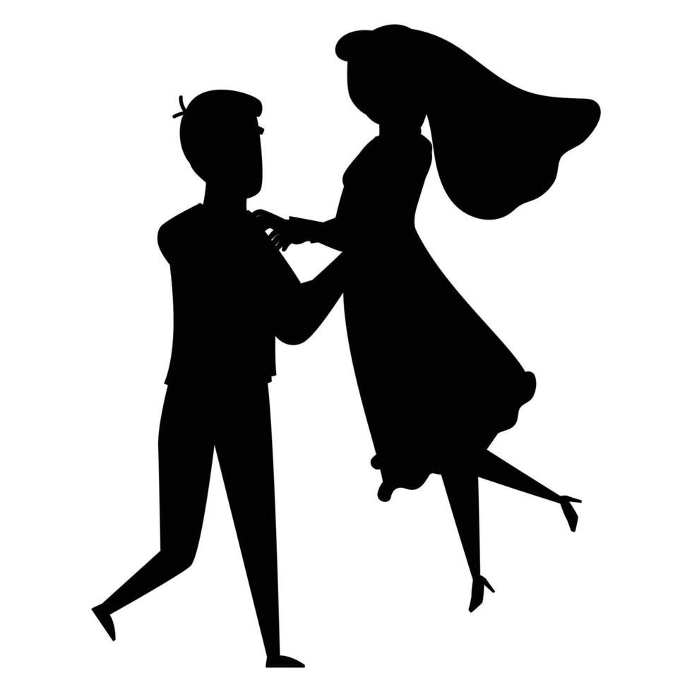 Silhouette of a Wedding Couple on Their Special Day vector