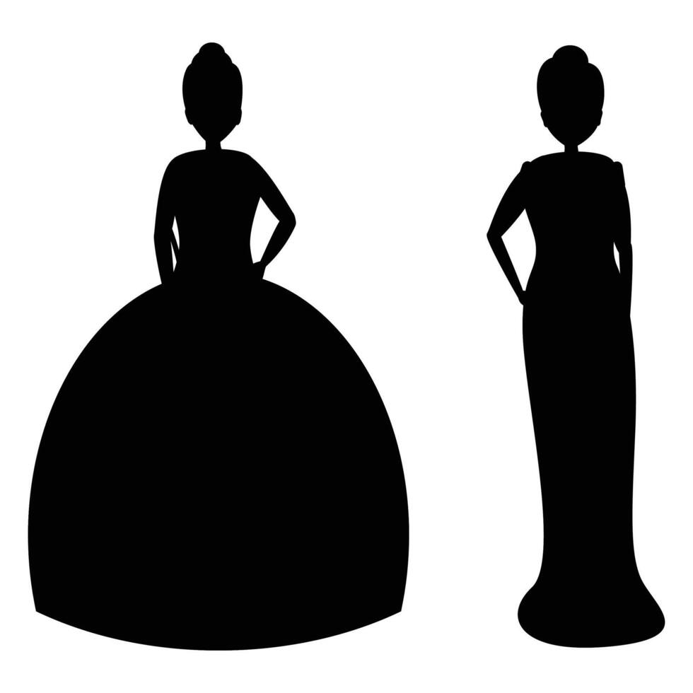 Elegant Silhouettes of Wedding Dresses on Display vector